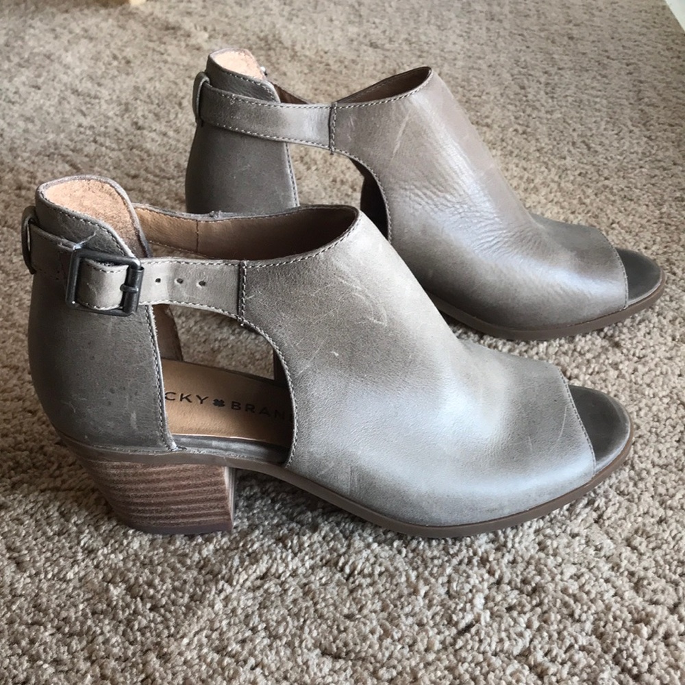Lucky Brand Barimo Leather Toe Open Bootie Size 7.5